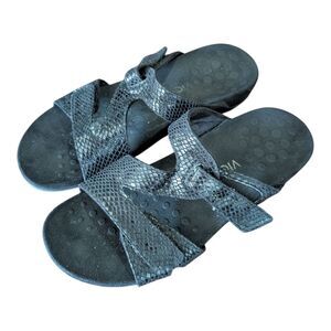 Vionic Skylar Women's 10 Adjustable Slide Orthotic Sandals Black Textured Snake